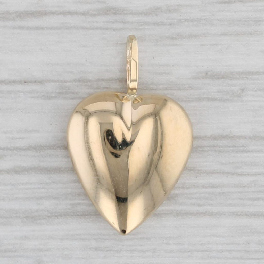 Gray Small Puffy Heart Charm 14k Yellow Gold Pendant