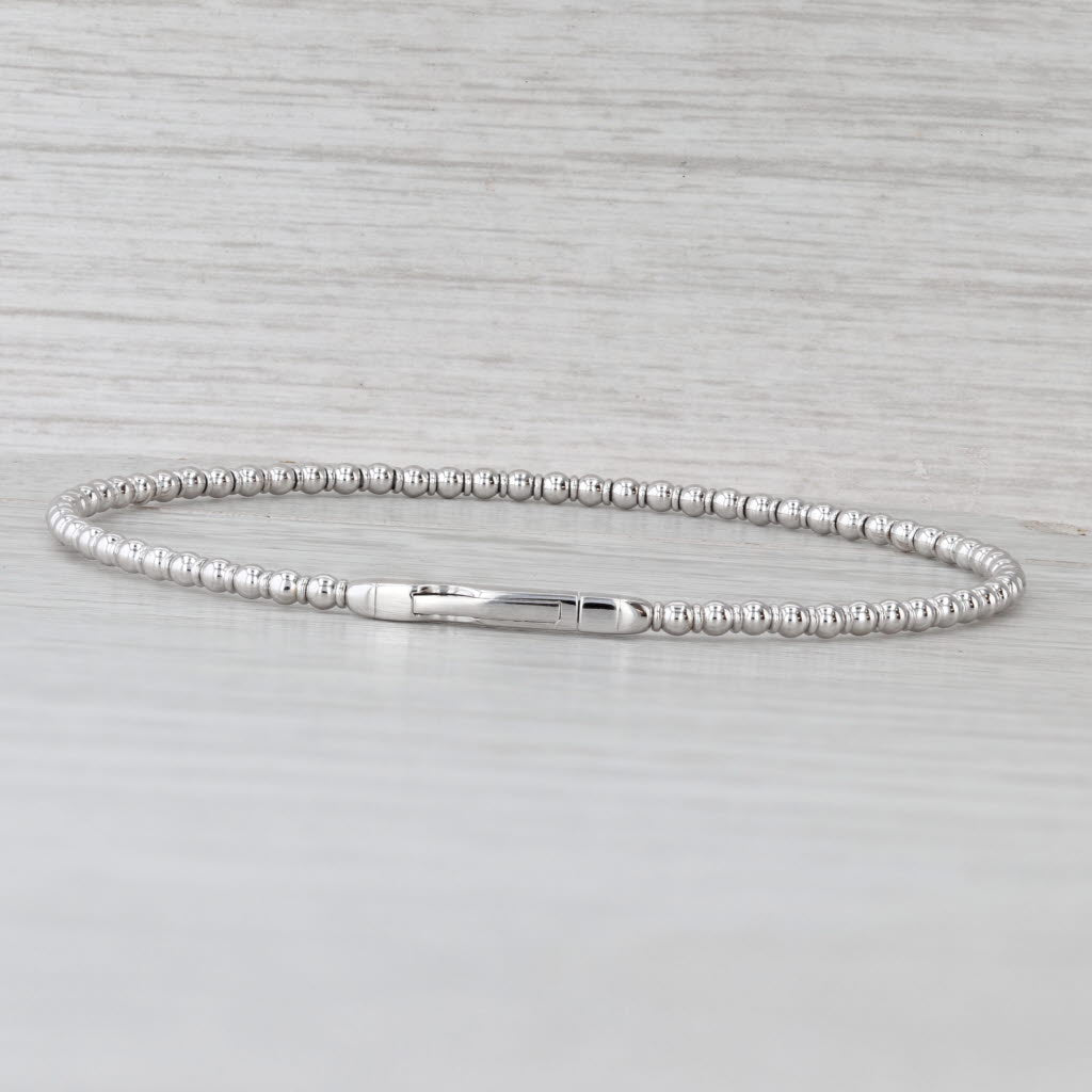 New Bead Flexible Bangle Bracelet 14k White Gold 6.5" 2.2mm