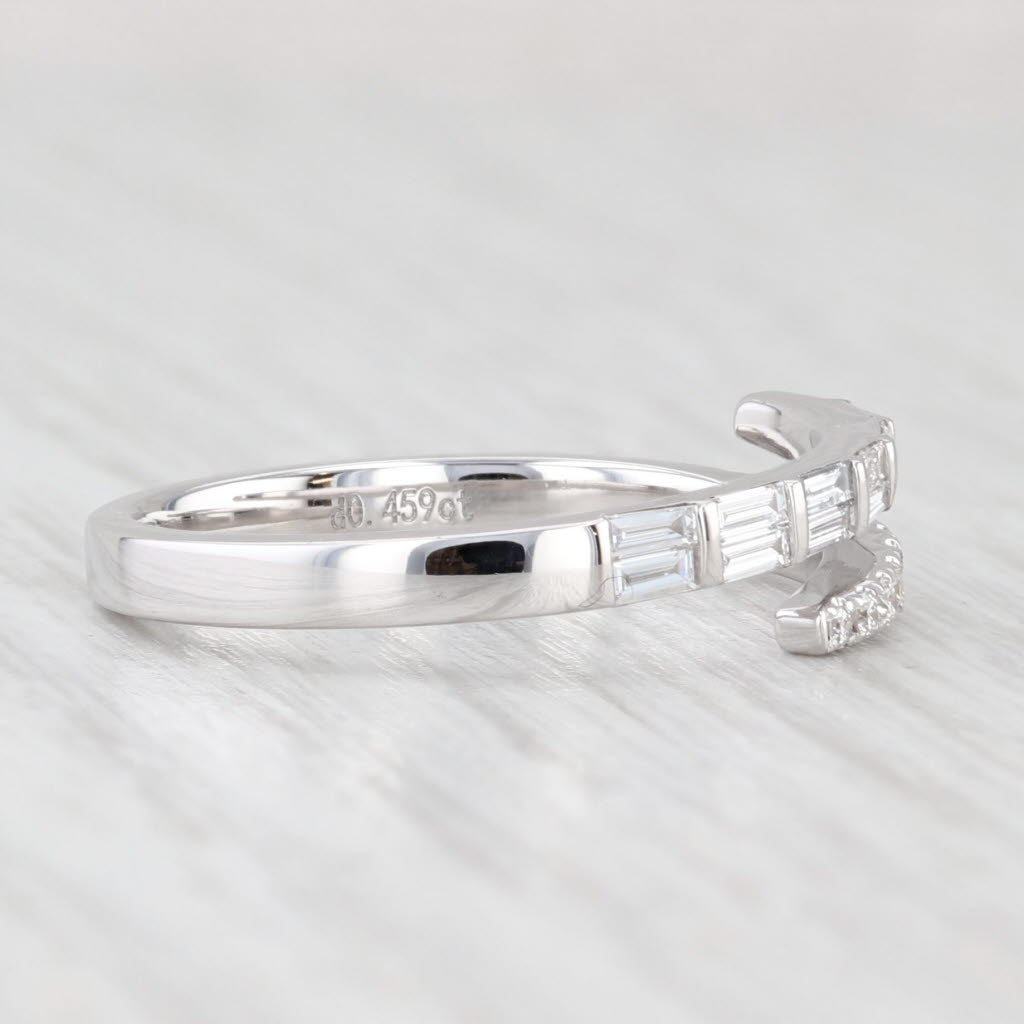 Light Gray New 0.46ctw Diamond Bypass Wedding Band 14k White Gold Stackable Adjustable Ring