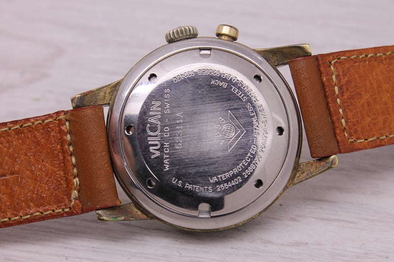 Vintage c.1960's Vulcain Cricket 34mm Plated Mens Manual Alarm Watch ORIGINAL