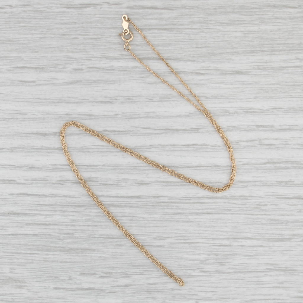 Fine Rope Chain Necklace 14k Yellow Gold 18" 1.2mm