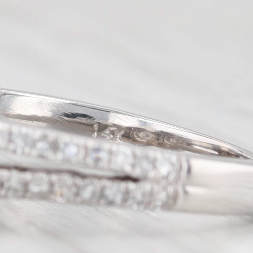 Light Gray 0.97ctw Diamond 3-Stone Halo Engagement Ring 14k White Gold Size 5.75