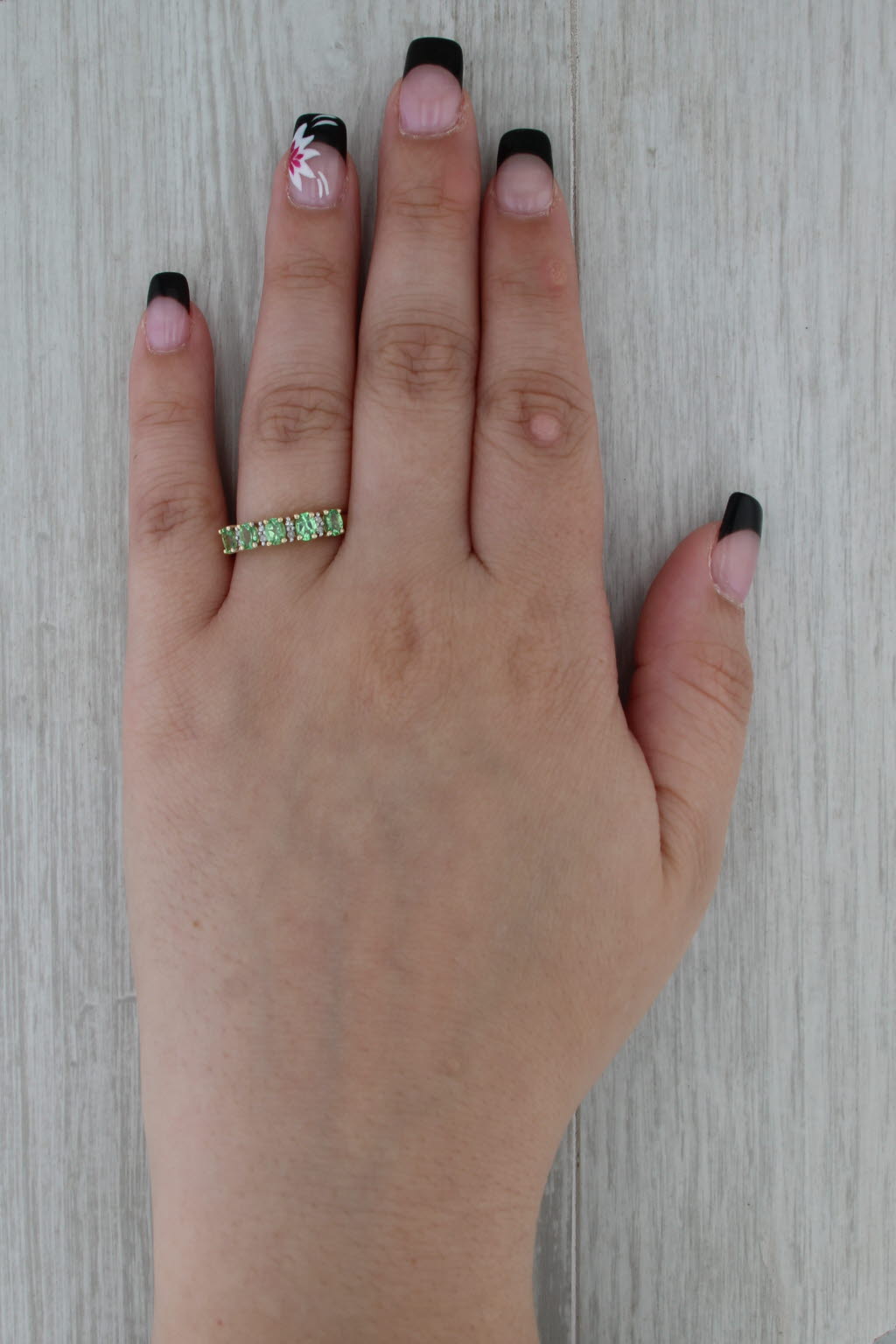 1.14ctw Mint Green Garnet Diamond Ring 14k Yellow Gold Size 8 Stackable