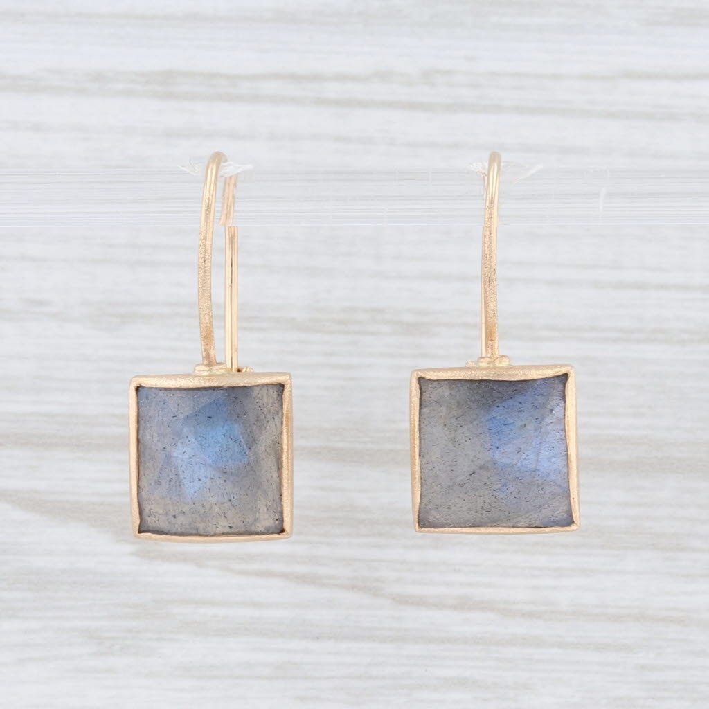 New Nina Wynn Labradorite Drop Earrings 14k Gold Hook Posts Pierced