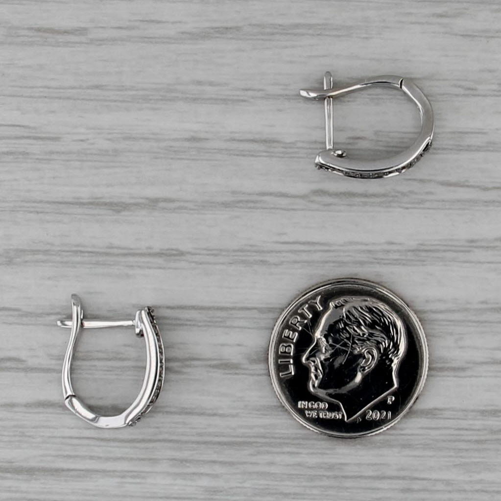 Le Vian 0.17ctw Champagne Brown Diamond J-Hook Earrings 14k White Gold Snap Top