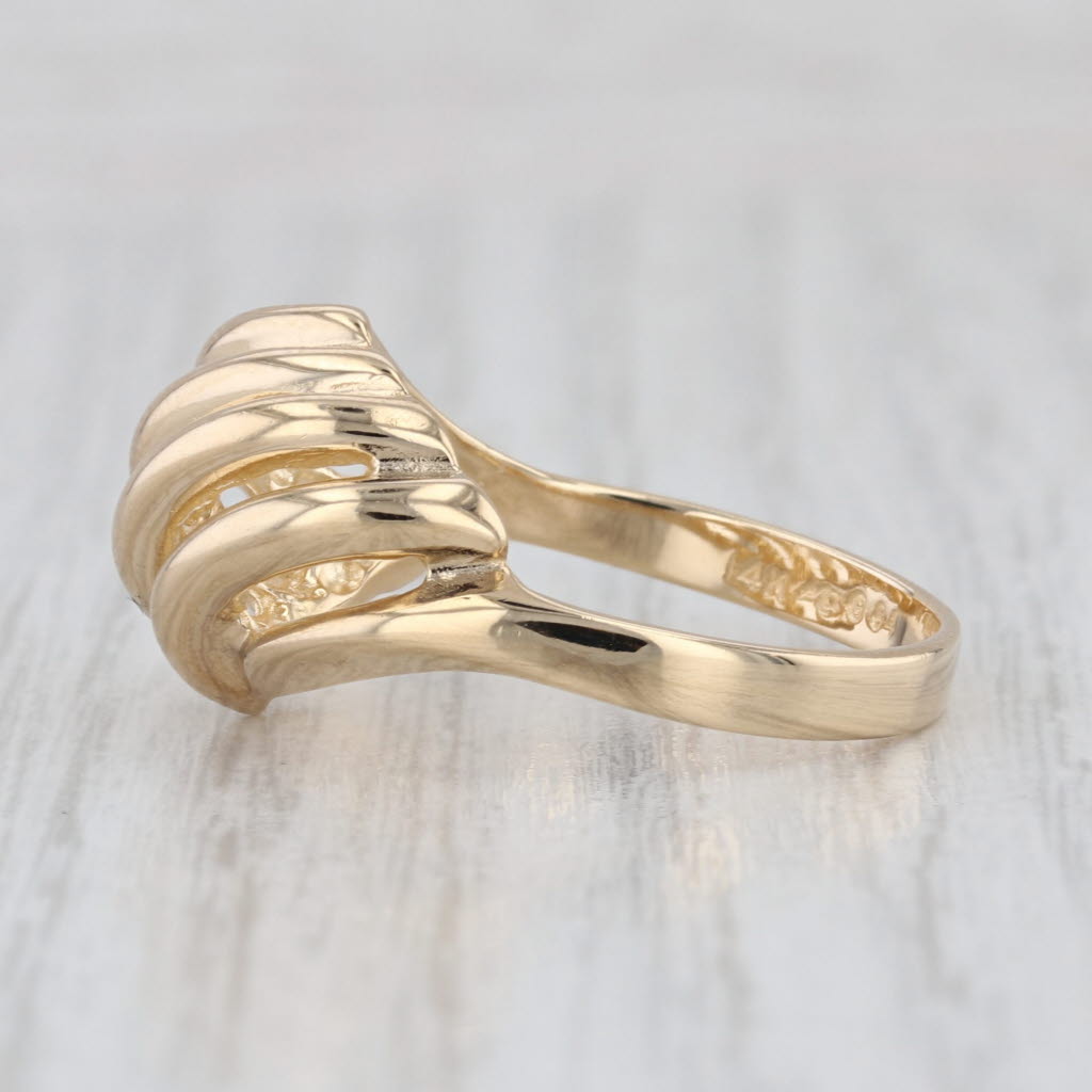 Scalloped Openwork Croissant Ring 14k Yellow Gold Size 9.25