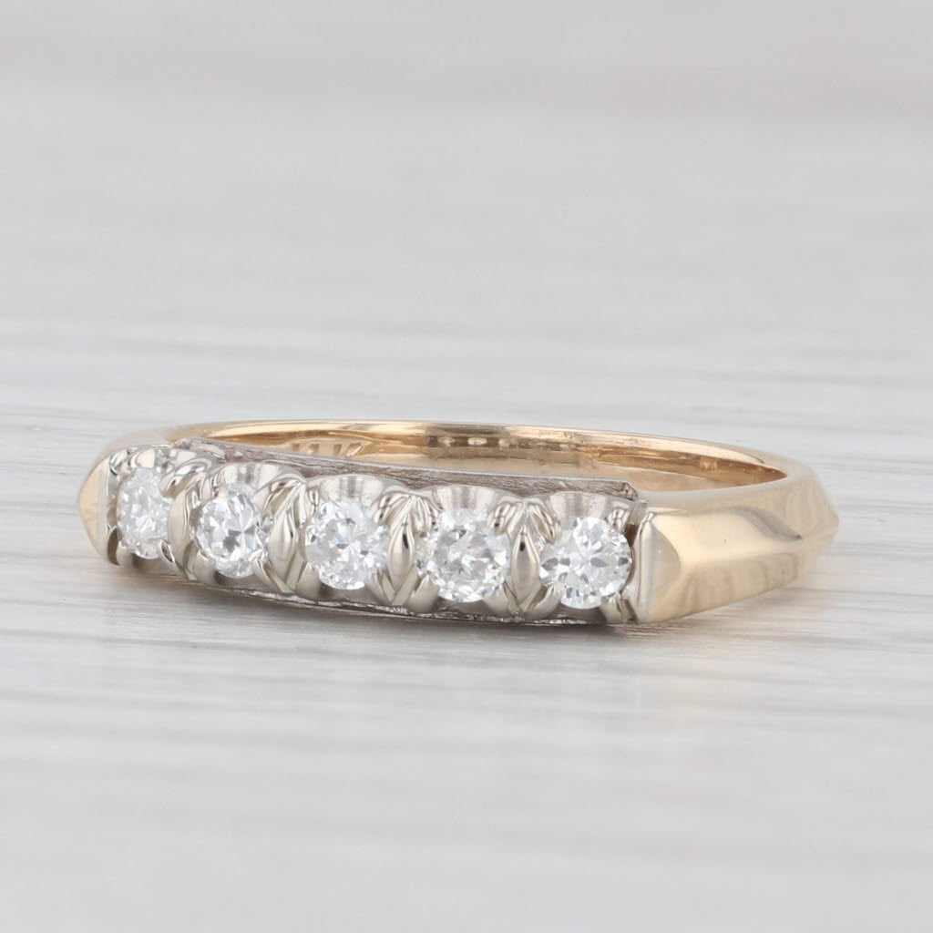 Light Gray 0.20ctw Vintage Diamond Ring 14k Yellow Gold Size 6 Stackable Wedding Band
