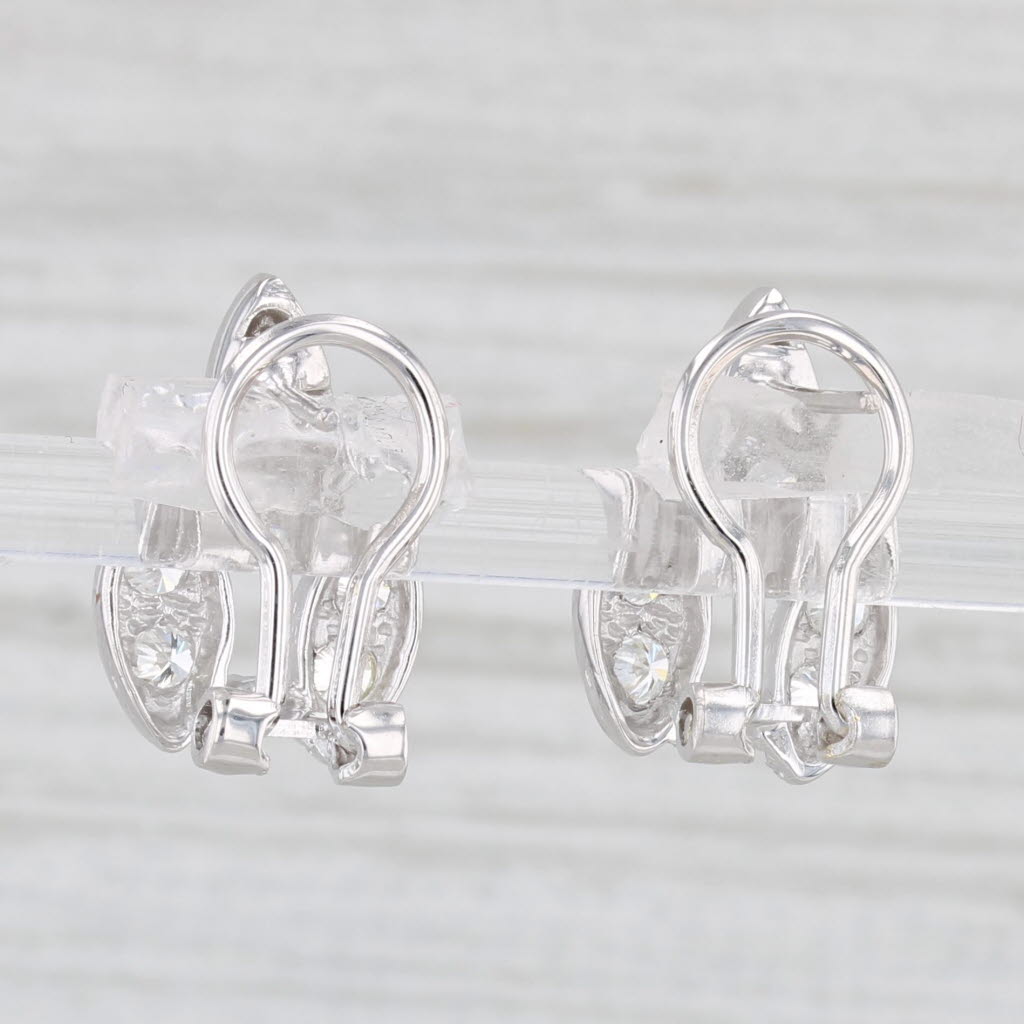 Light Gray 0.74ctw Diamond Drop Earrings 14k White Gold Omega Backs