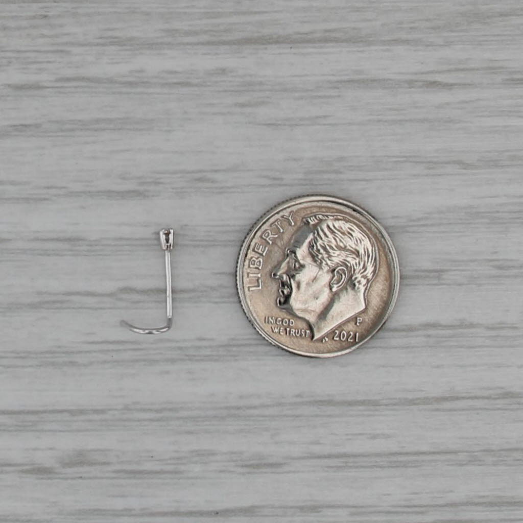 New Diamond Nose Piercing Stud 14k White Gold Round Solitaire Curved Post