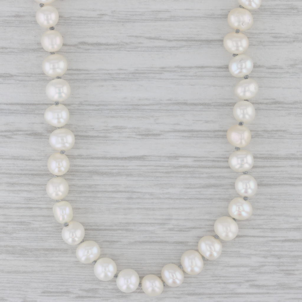 Gray White Cultured Pearl Strand Sterling Silver Bead Necklace