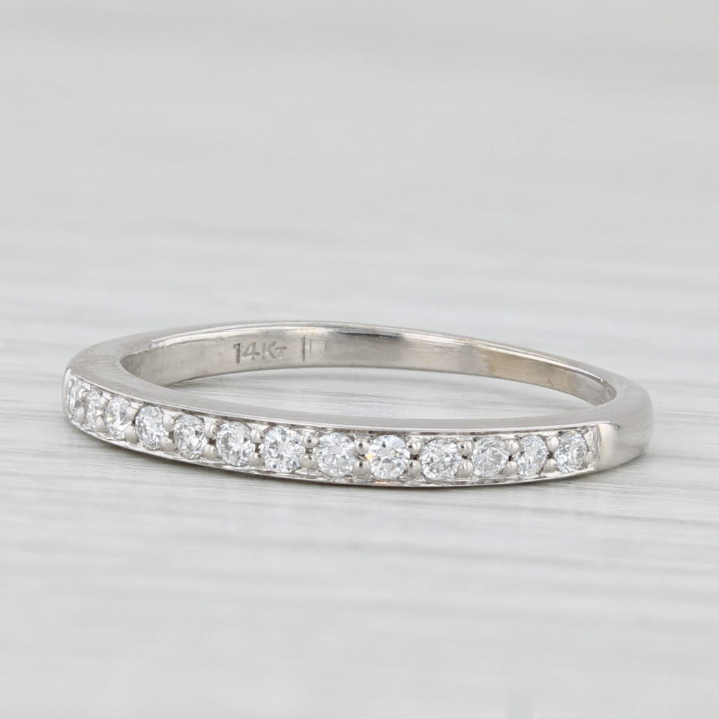 Light Gray 0.20ctw Diamond Wedding Band 14k White Gold Size 5.5 Stackable Ring