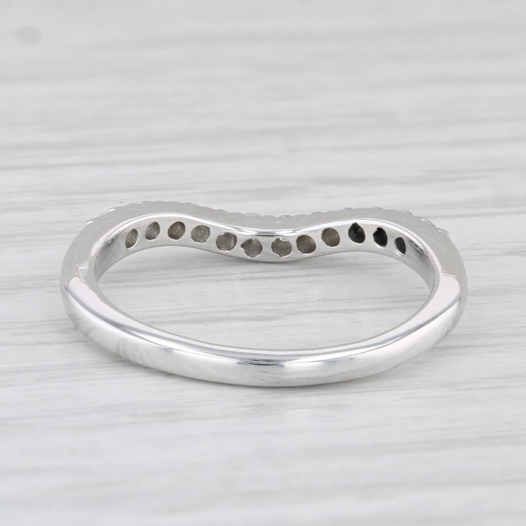 Light Gray 0.20ctw Diamond Contoured Wedding Band Guard Ring 14k White Gold Size 6 Ring