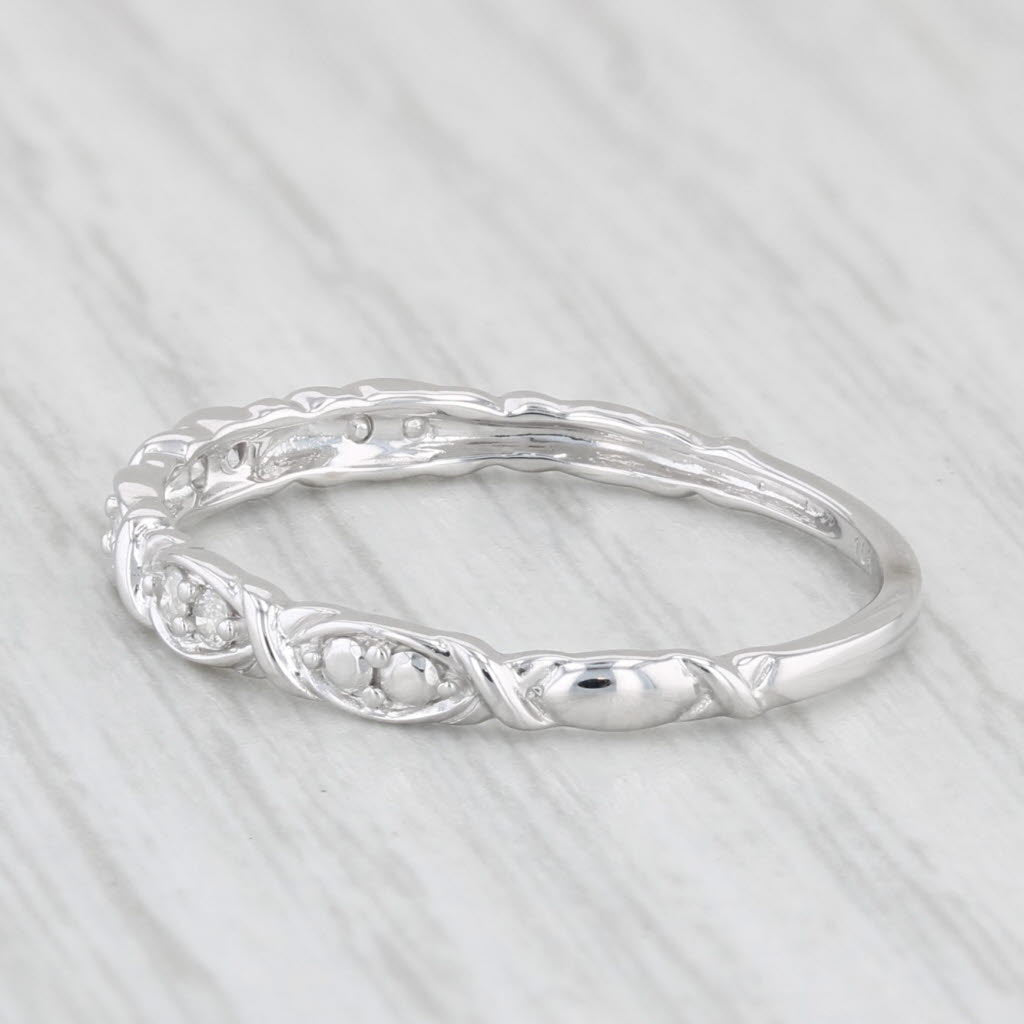 Light Gray Diamond Wedding Band 10k White Gold Size 7 Stackable Band