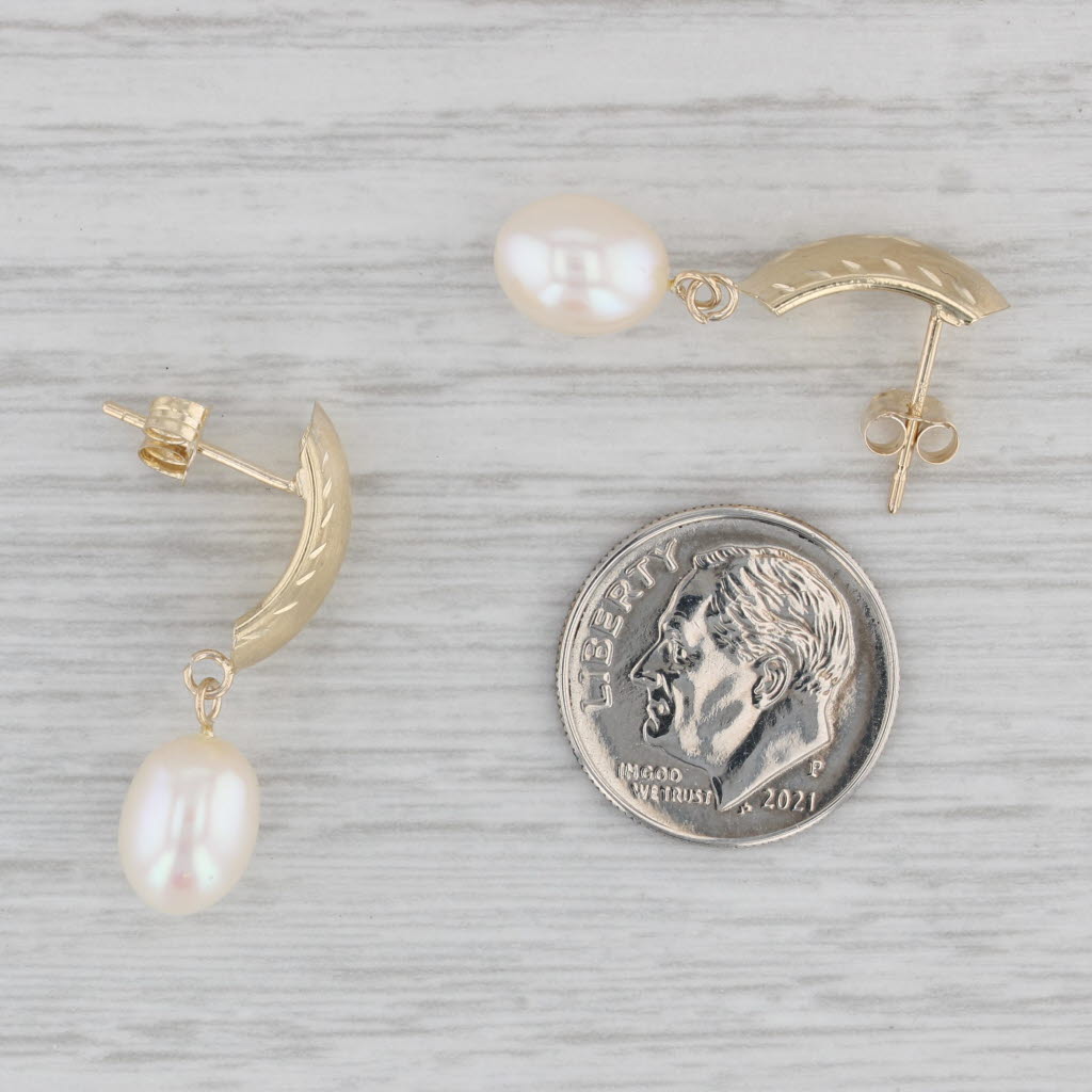 Gray Cultured Pearl Drop Earrings 14k Yellow Gold Dangles