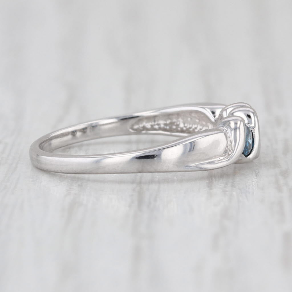 0.24ctw Blue Diamond 3-Stone Ring 14k White Gold Sz 6.25 Stackable Wedding Band