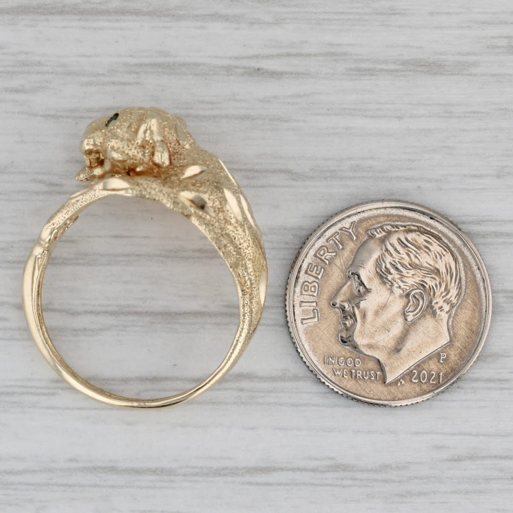 Gray Emerald Eyed Panther Ring 10k Yellow Gold Size 7 Statement