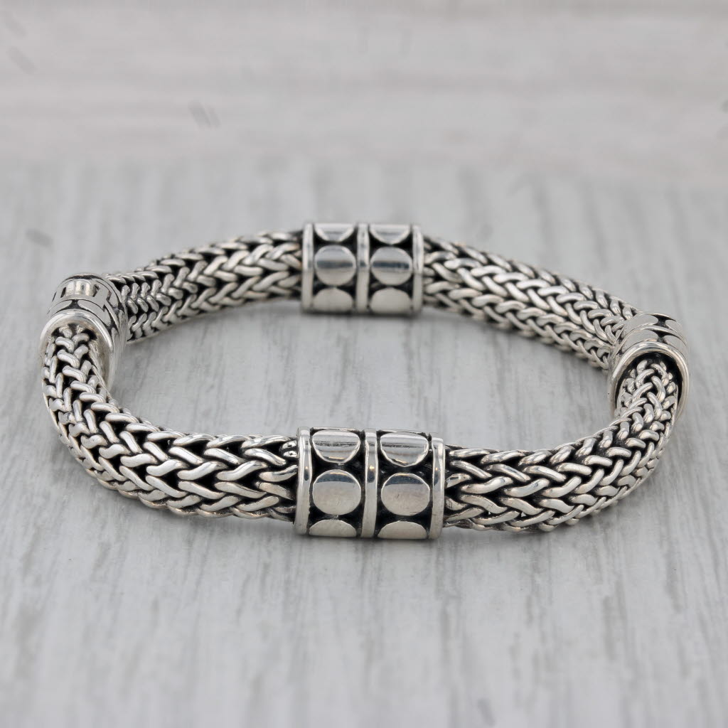 Gray John Hardy 4 Station Dot Bracelet Sterling Silver 7" Snap Clasp