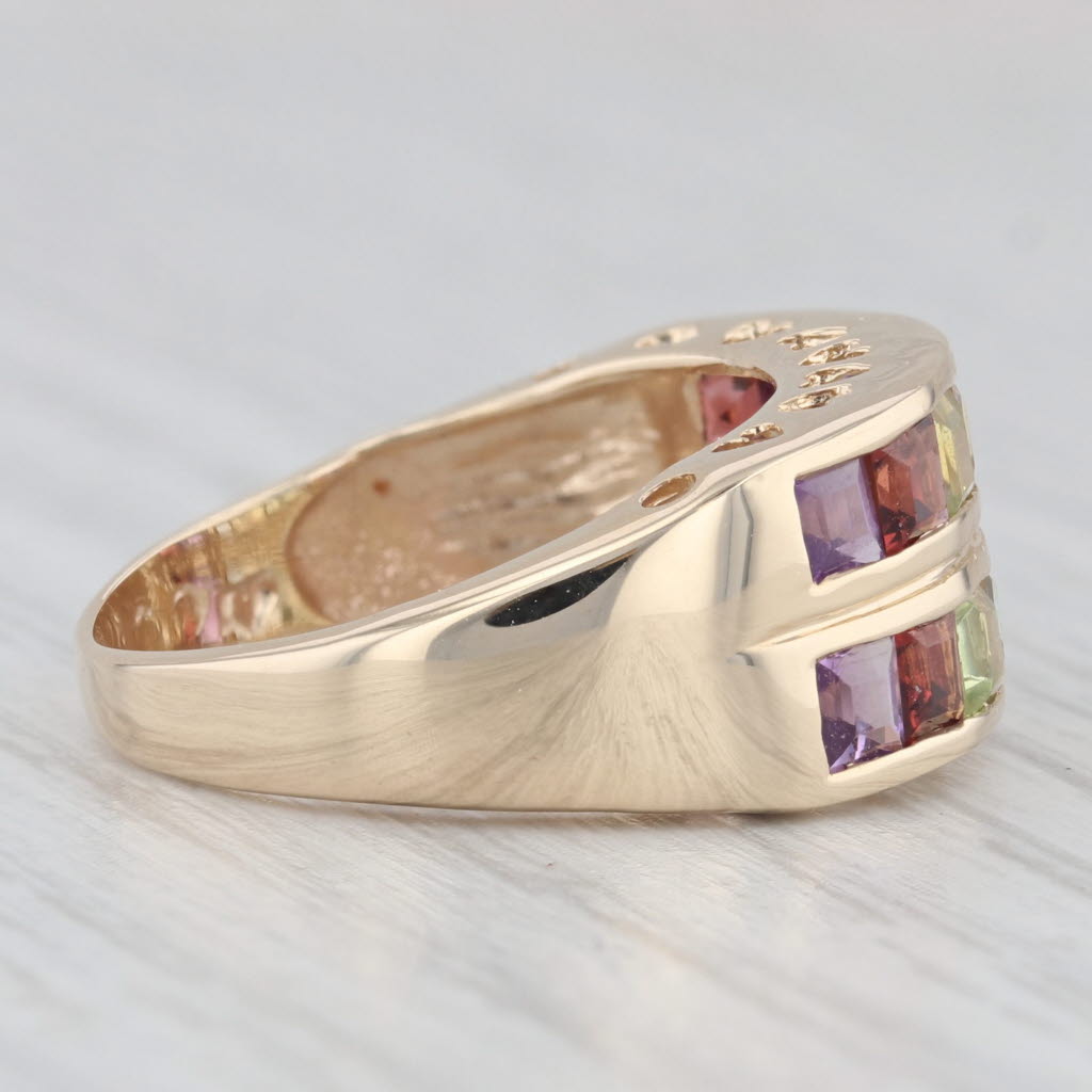 Light Gray 2.48ctw Rainbow Gemstone Ring 10k Gold Garnet Amethyst Topaz Citrine Peridot