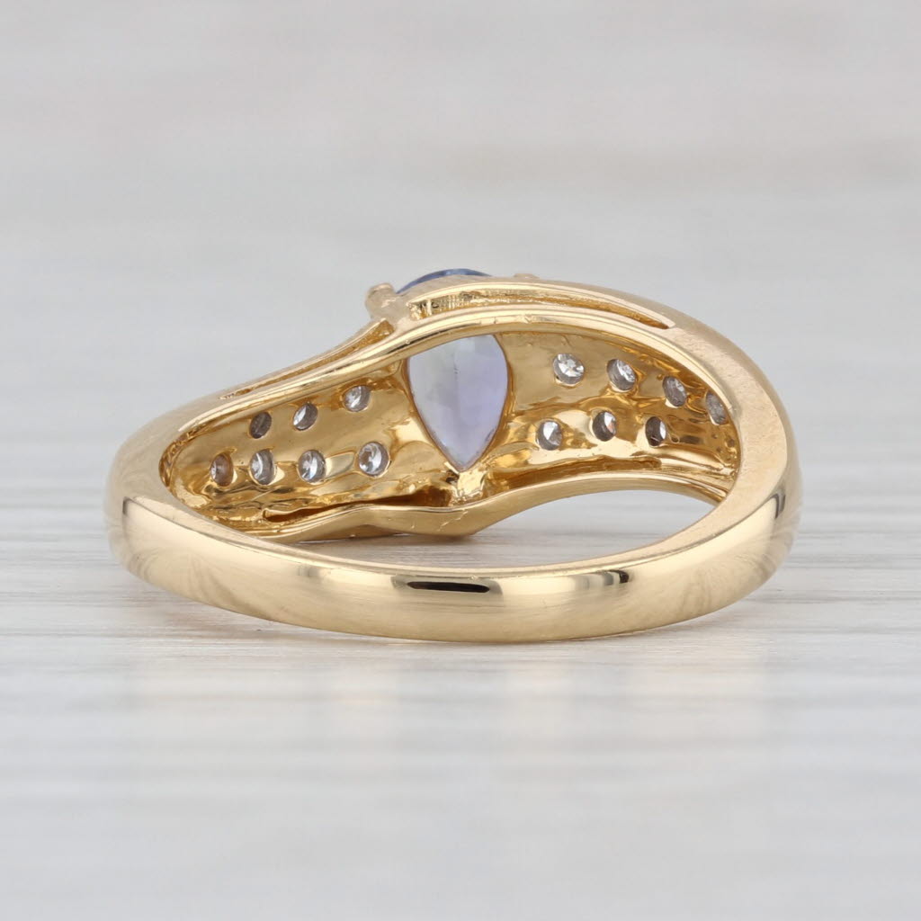 1.35ctw Pear Tanzanite Pave Diamond Ring 18k Yellow Gold Size 7