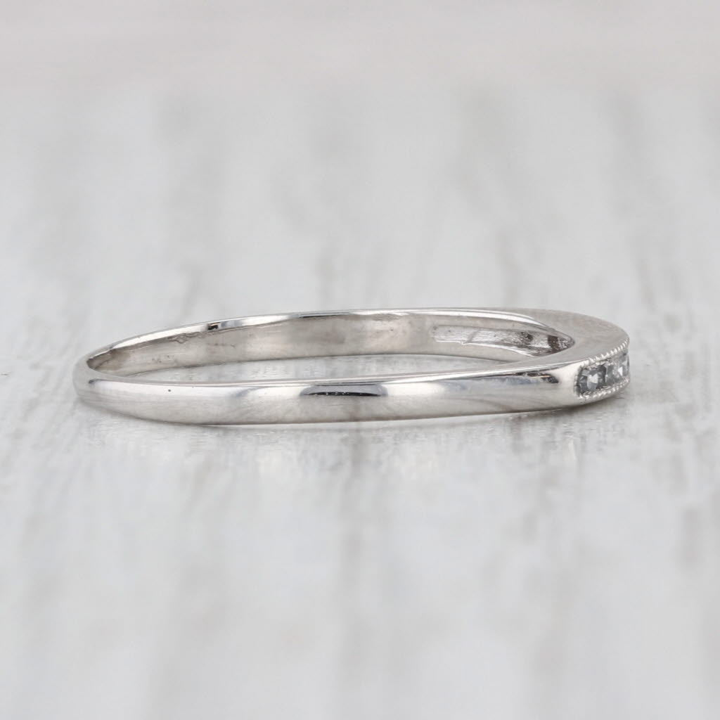 Vintage Diamond Wedding Band 900 Platinum Ring Stackable Size 8.5