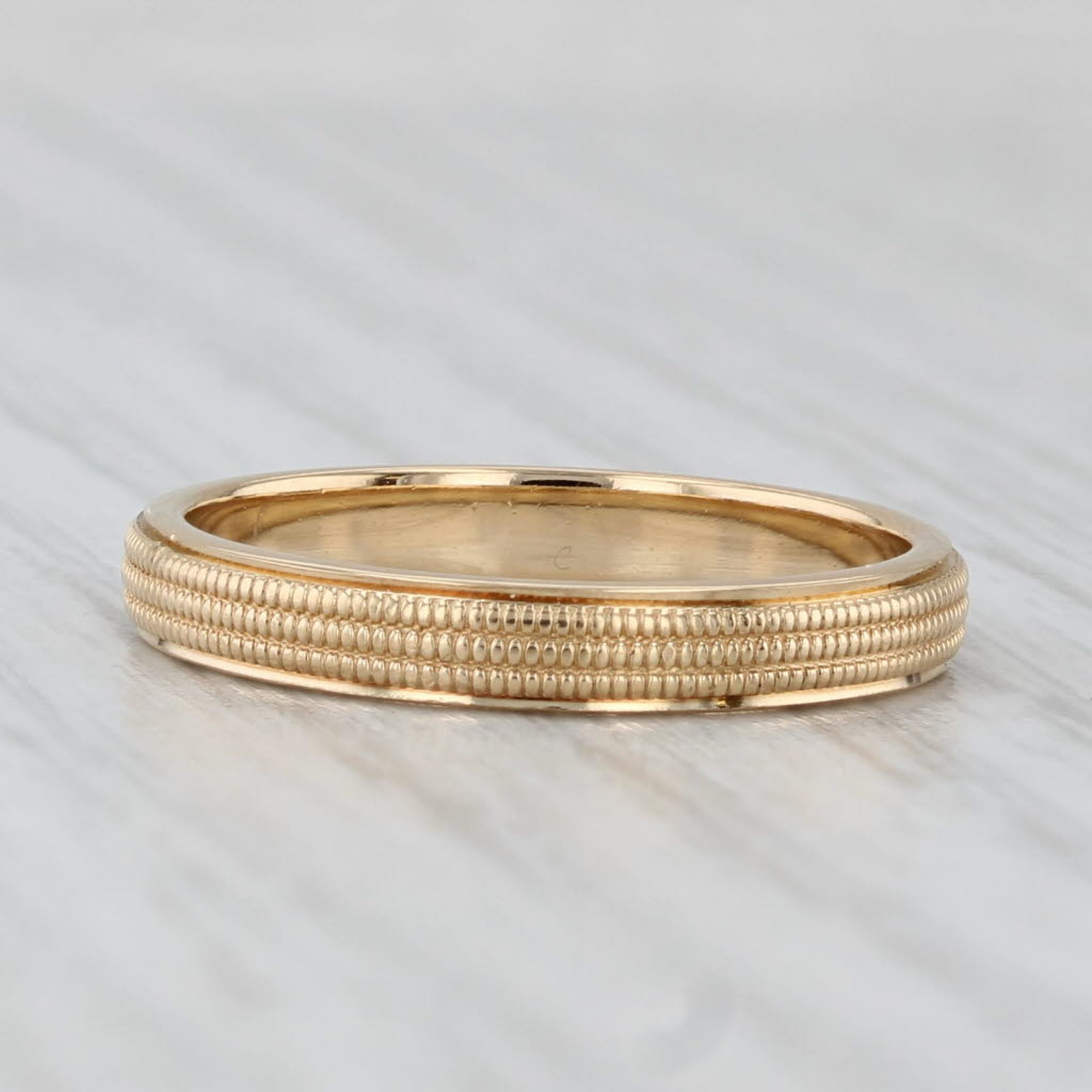 Light Gray Vintage Jabel Band 18k Yellow Gold Wedding Ring Stackable Size 6-6.25