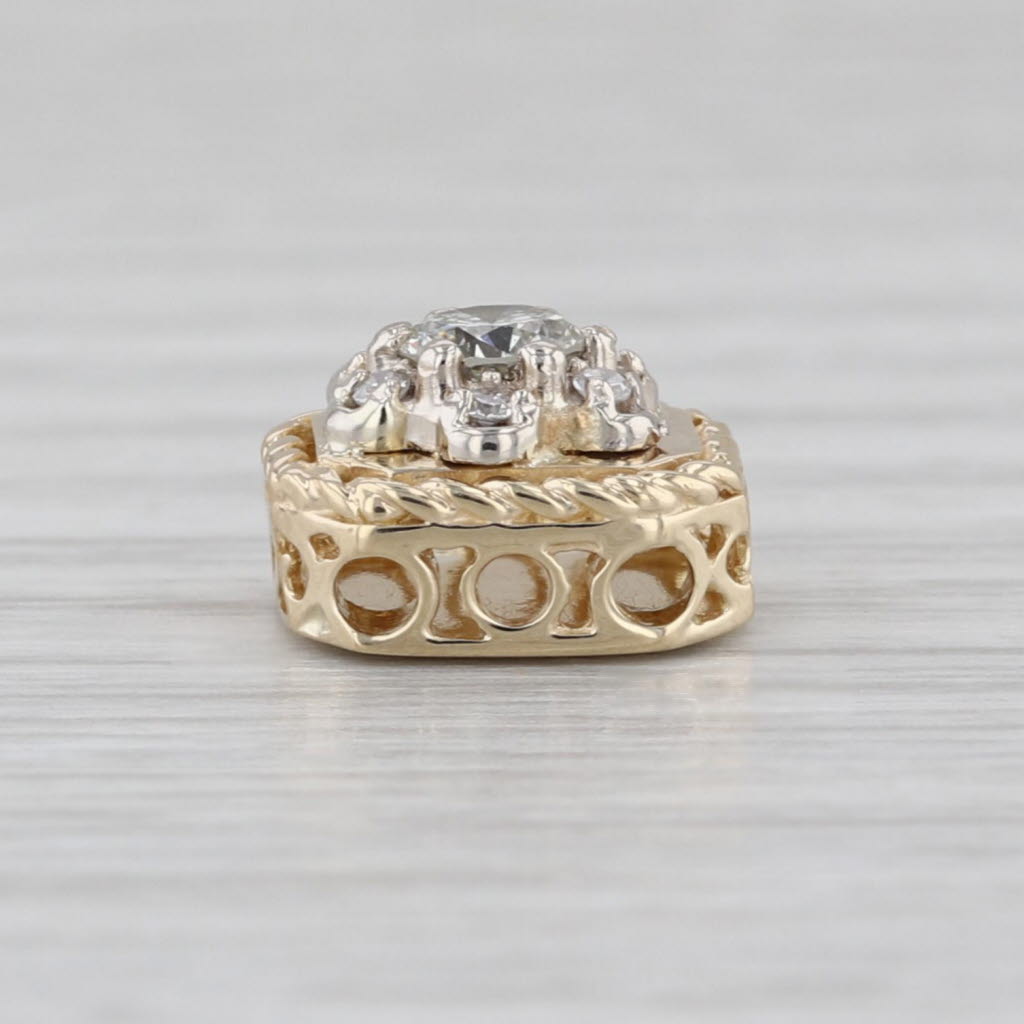 Vintage 0.35ctw Diamond Flower Slide Bracelet Charm 14k Gold Archer Hallmark