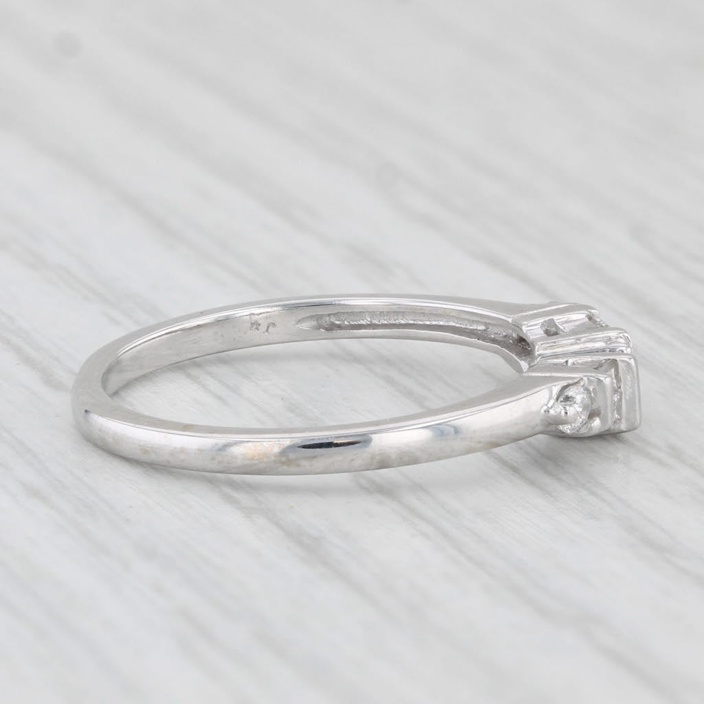 Light Gray 0.17ctw Diamond Wedding Band 14k White Gold Size 6.75 Stackable Ring