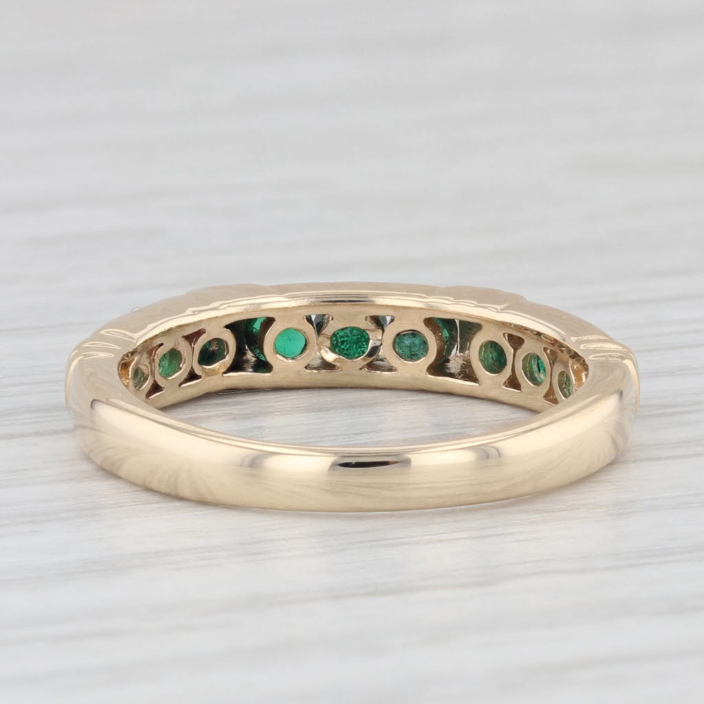 Light Gray 0.60ctw Emerald Band 14k Yellow Gold Size 7 Wedding Stackable Ring