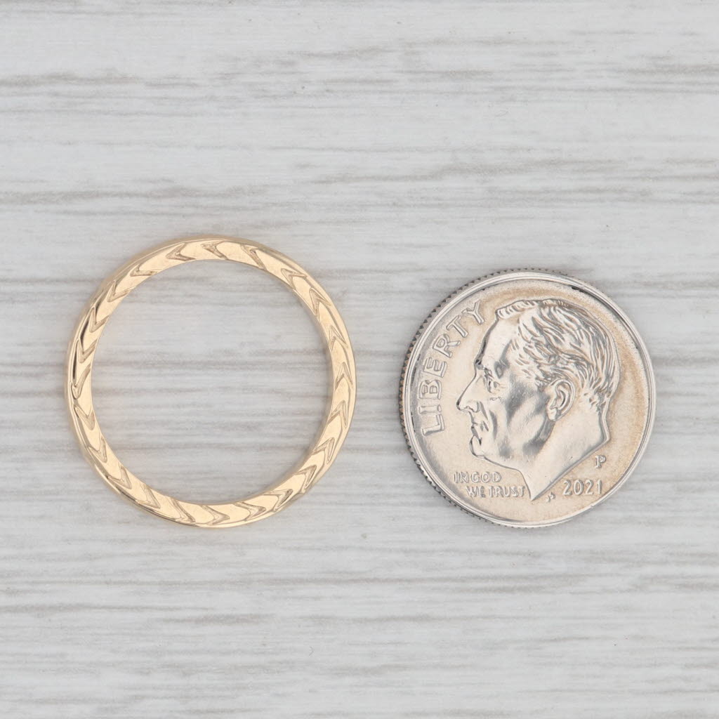 Light Gray Wheat Etched Ring 14k Yellow Gold Wedding Band Stackable Size 6