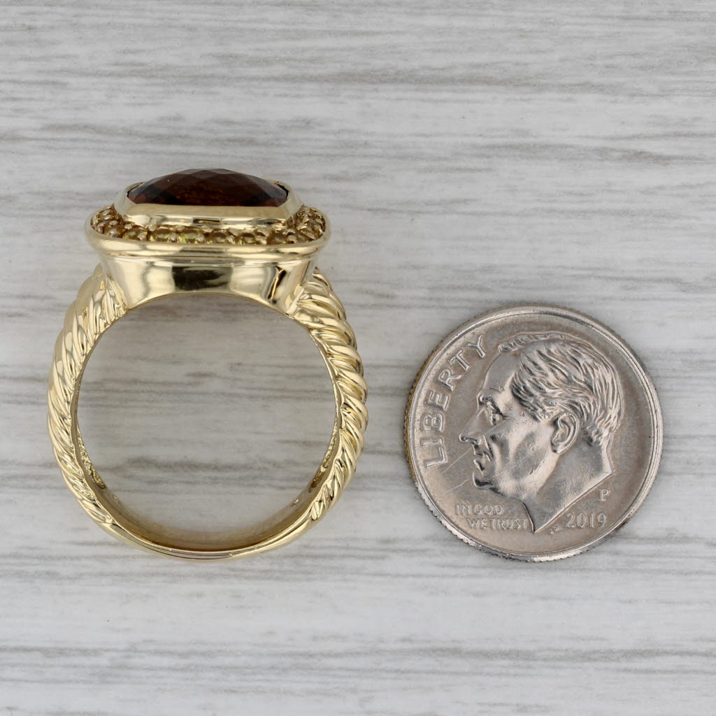 Dark Gray David Yurman Albion 4.96ctw Smoky Quartz Yellow Sapphire Halo Ring 18k Gold