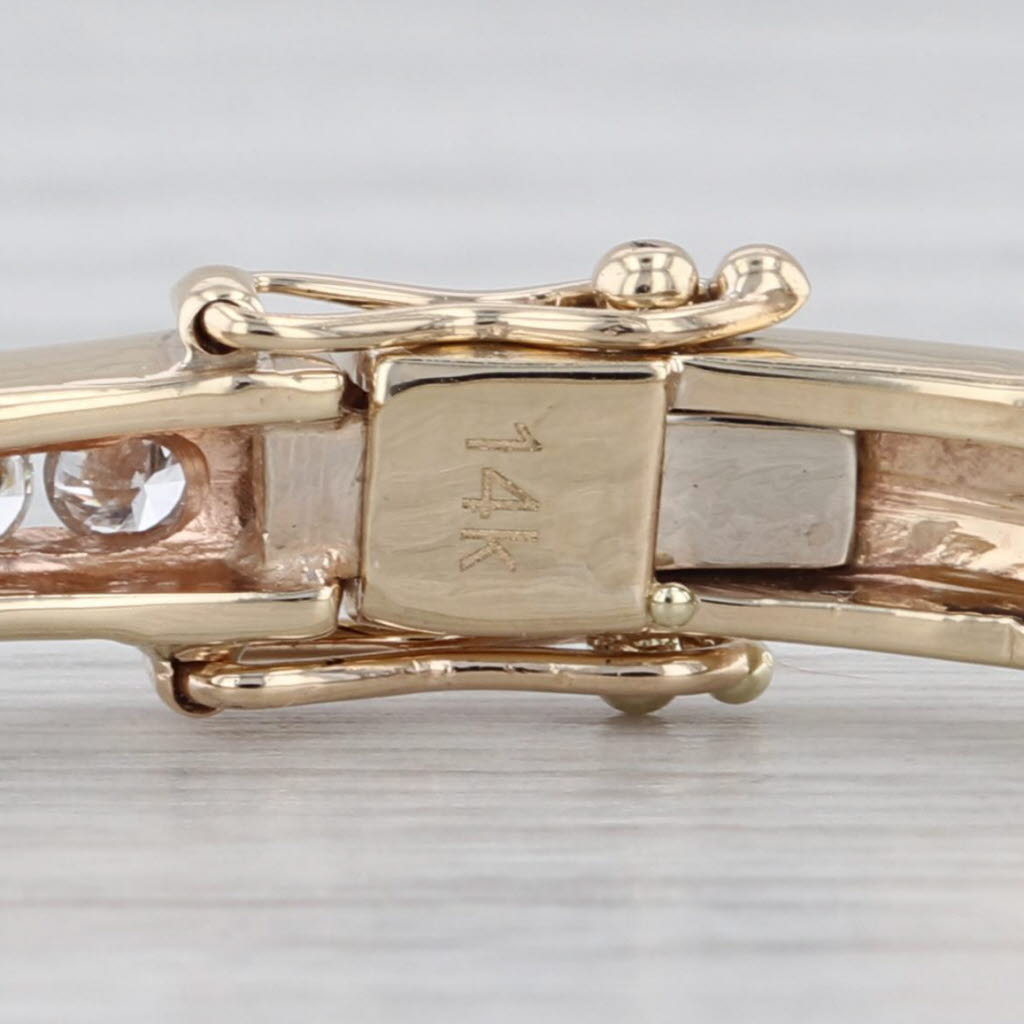 2.30ctw Diamond Bangle Bracelet 14k Yellow Gold Hinged Snap Clasp 6.75"