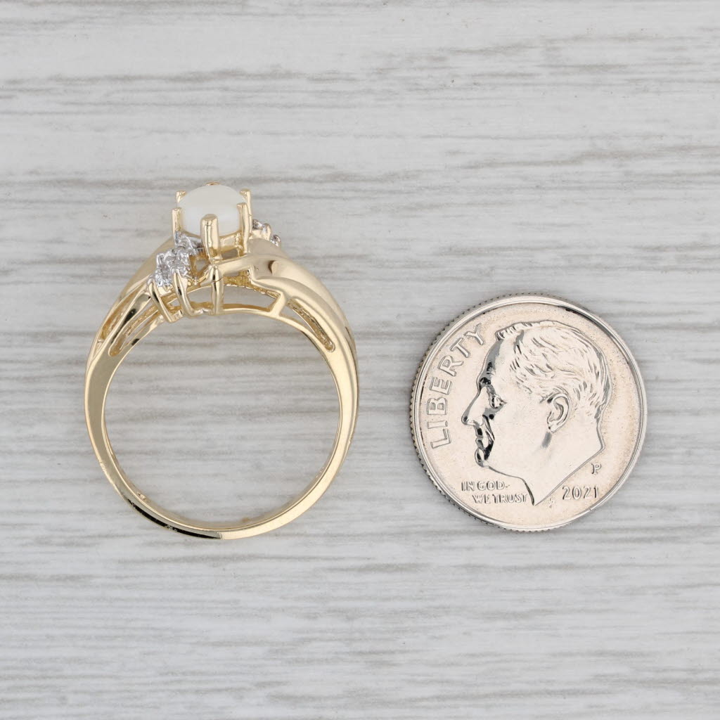 Gray Opal Marquise Diamond Ring 10k Yellow Gold Size 7
