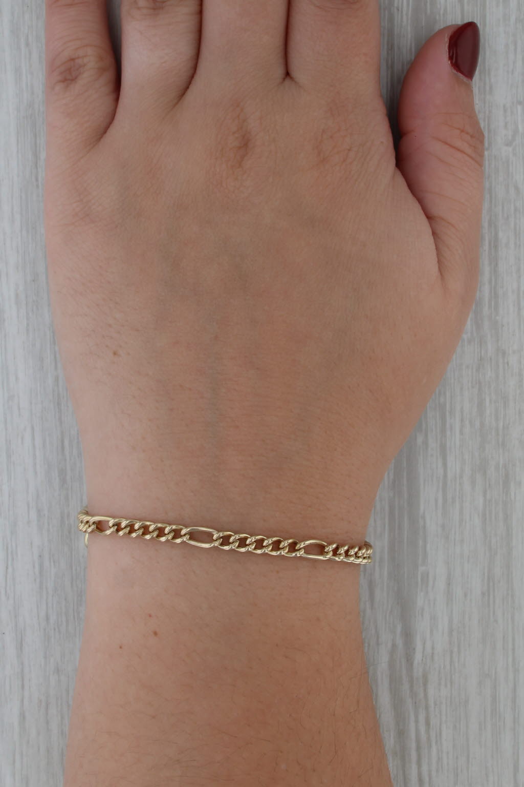 Vintage Figaro Chain Bracelet 12k Gold Filled Starter Charm 7" 3.6mm