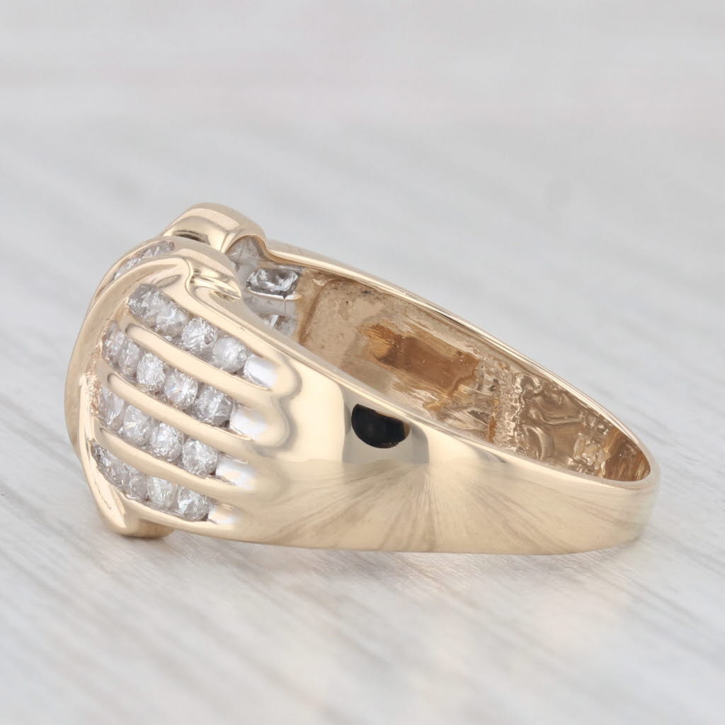 Light Gray 0.91ctw Diamond X Ring 14k Yellow Gold Size 8