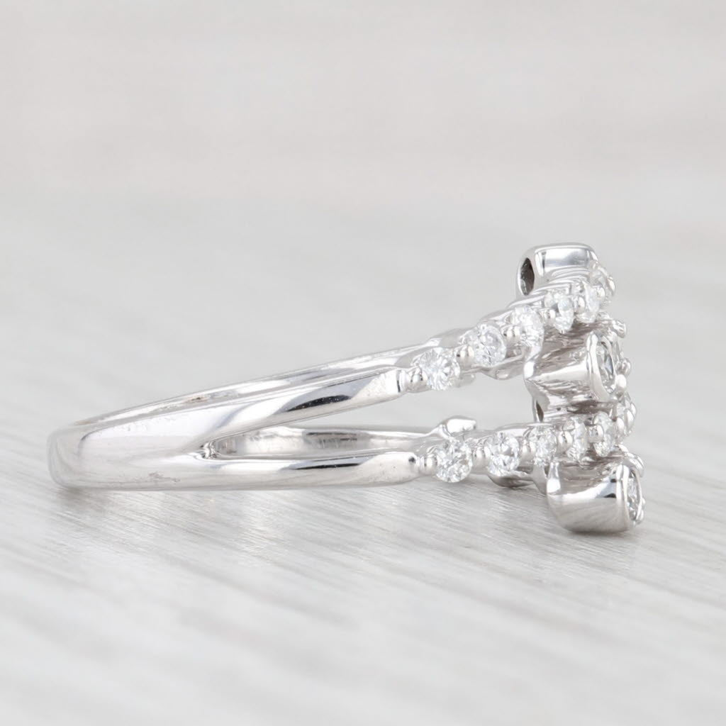 Light Gray 0.77ctw Diamond Bypass Ring 18k White Gold Size 6.5 Multiband Deisgn