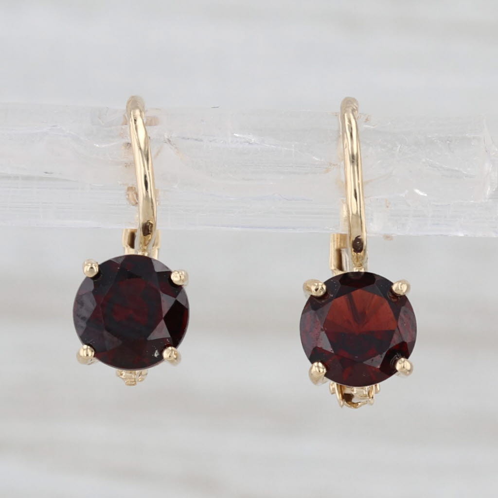 1.60ctw Garnet Drop Earrings 14k Yellow Gold Lever Backs