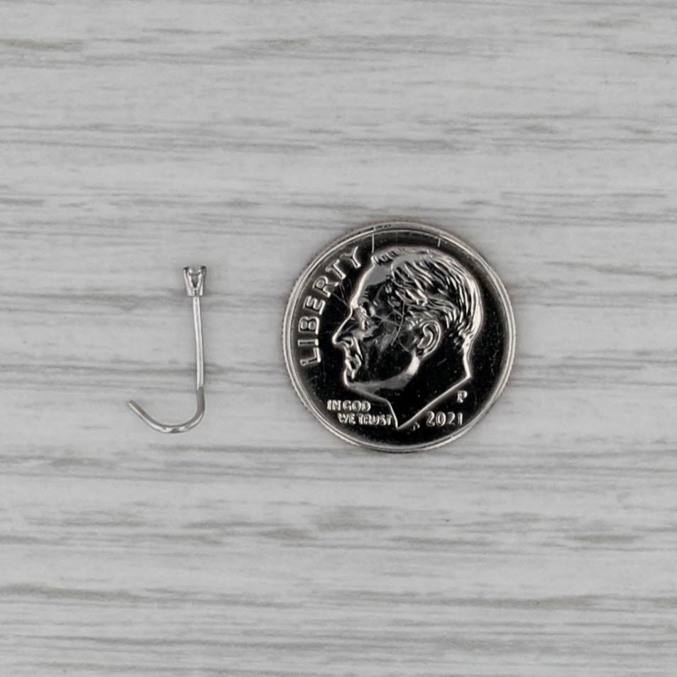 New Diamond Nose Piercing Stud 14k White Gold Round Solitaire Curved Post 1
