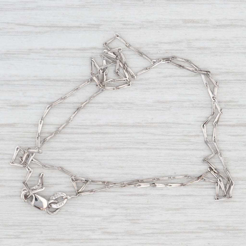 Light Gray 18" 1mm Bar Link Chain Necklace 14k White Gold