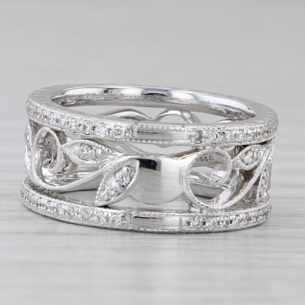 Gray Gabriel & Co 0.27ctw Diamond Floral Openwork Ring 14k White Gold Size 5.25 Band