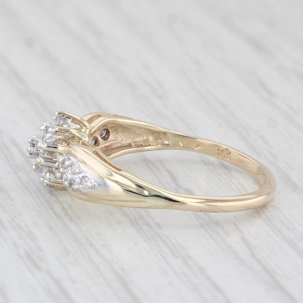 Light Gray 0.18ctw Diamond Cluster Engagement Ring 10k Yellow Gold Size 7.5