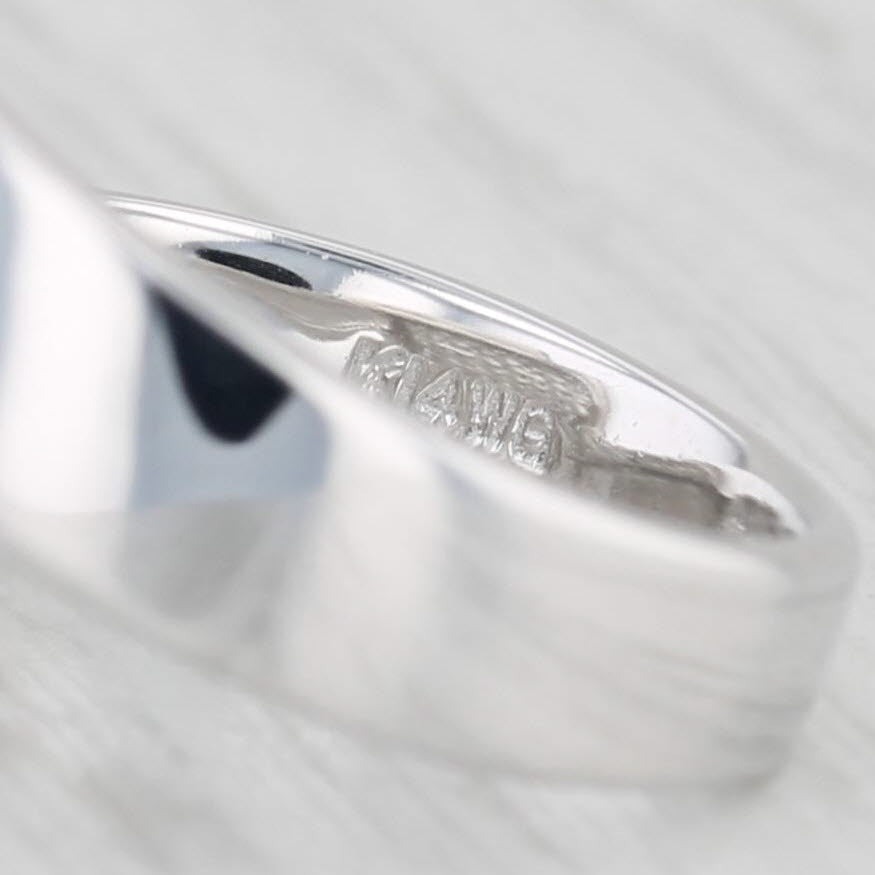 Light Gray Pave Diamond Ring 14k White Gold Abstract Bypass Size 6.25