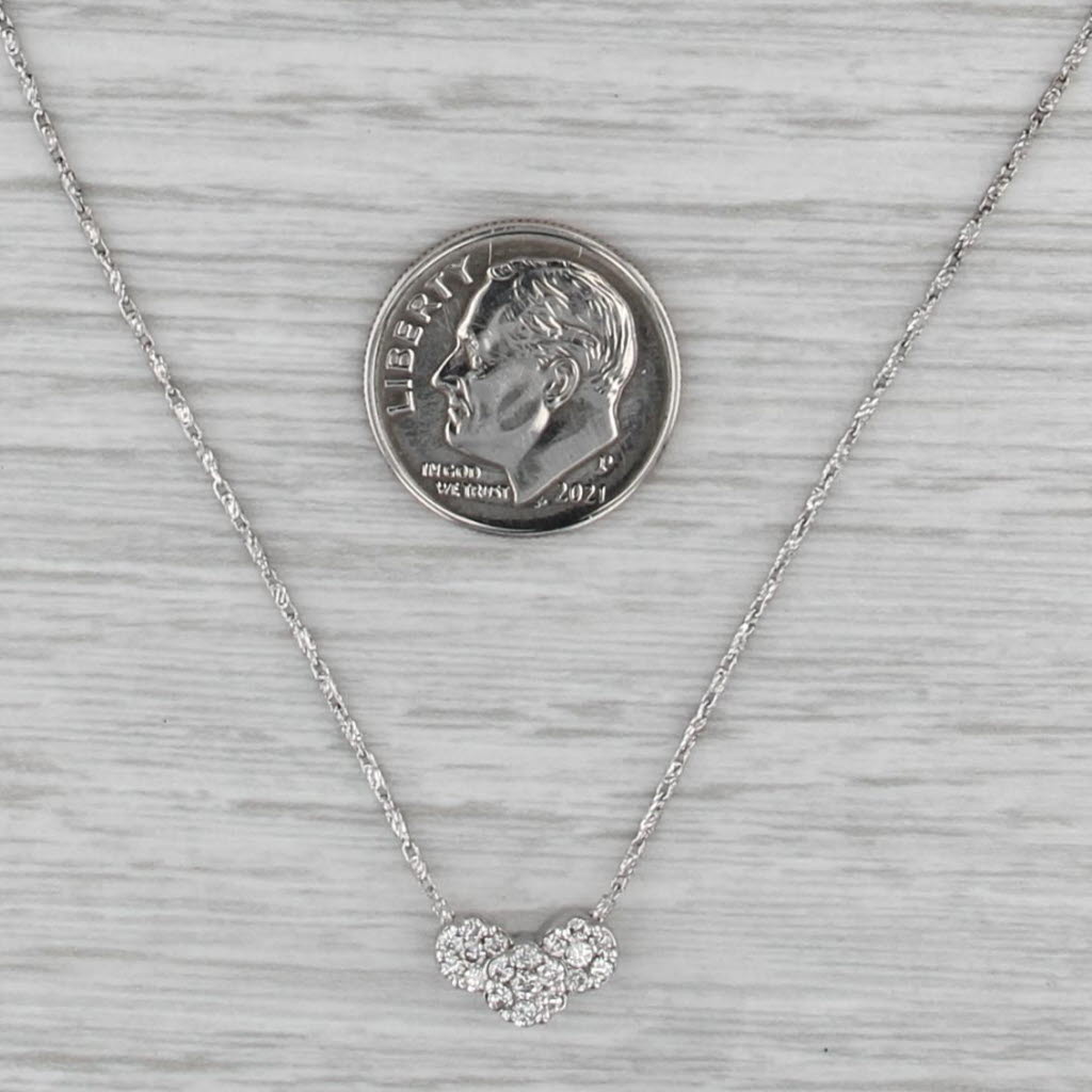 0.23ctw Diamond 3-Cluster Pendant Necklace 14k White Gold 18" Bar Links