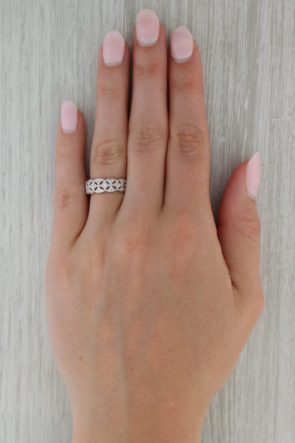 Rosy Brown New 0.16ctw Diamond Eternity Ring 900 Platinum Sz 6.5 Stackable Band Anniversary