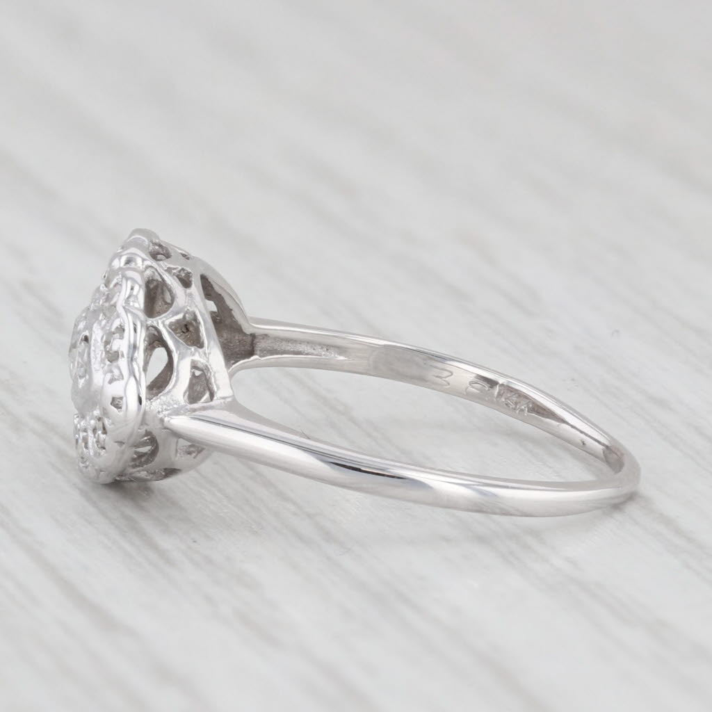 Light Gray 0.15ctw Diamond Princess Ring 14k White Gold Size 6.25 Vintage