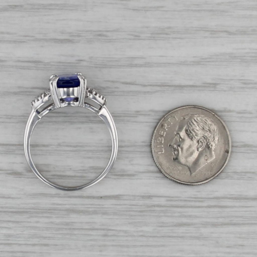 3.64ctw Oval Tanzanite Diamond Ring 18k White Gold Size 8