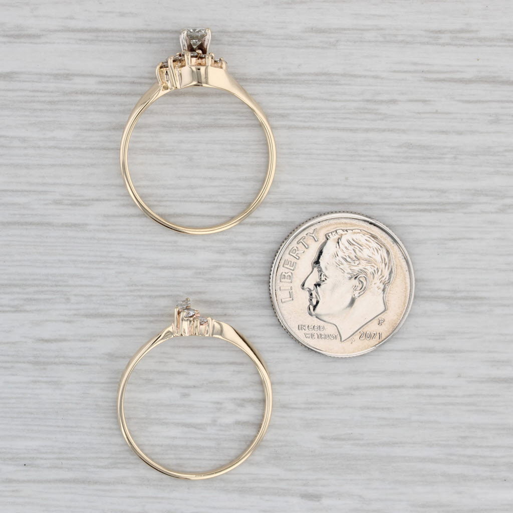 Gray 0.40ctw Round Diamond Halo Engagement Ring Wedding Band Set 14k Gold Size 7