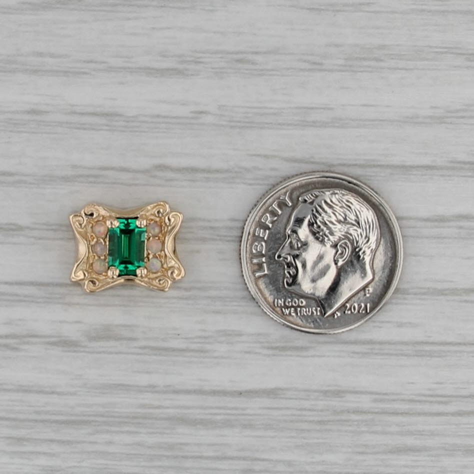 Goldman Kolber 2.30ctw Lab Created Emerald Opal Slide Bracelet Charm 14k Gold