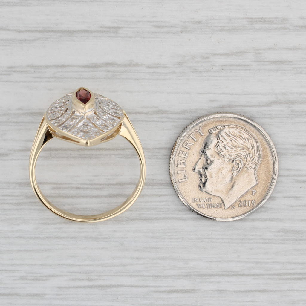 Gray 0.39ctw Marquise Garnet Diamond Ring 14k Yellow Gold Size 6.5