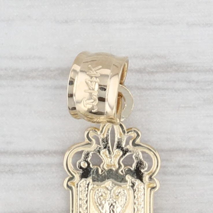 Light Gray Ornate 2-Toned Cross Pendant 14k Yellow & White Gold