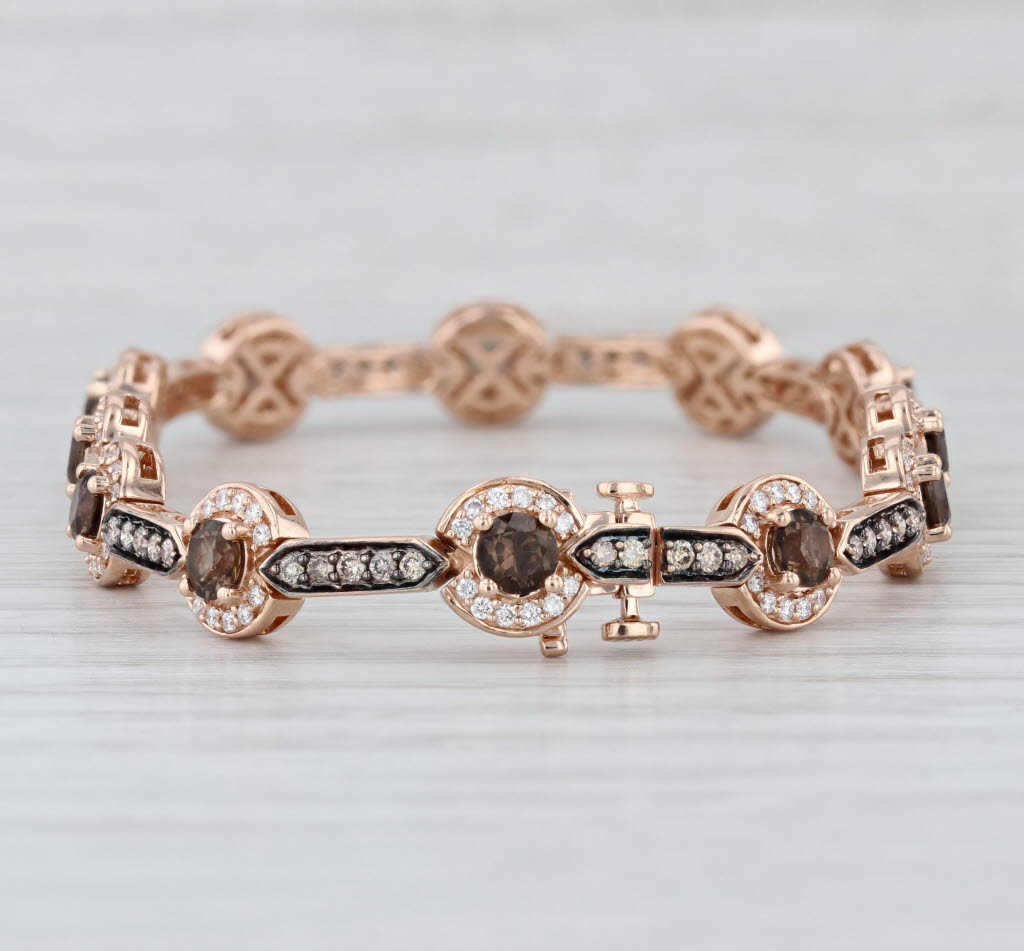 Le Vian 4.07ctw Champagne Diamond Quartz Links Bracelet 14k Rose Gold 6.75" 8mm